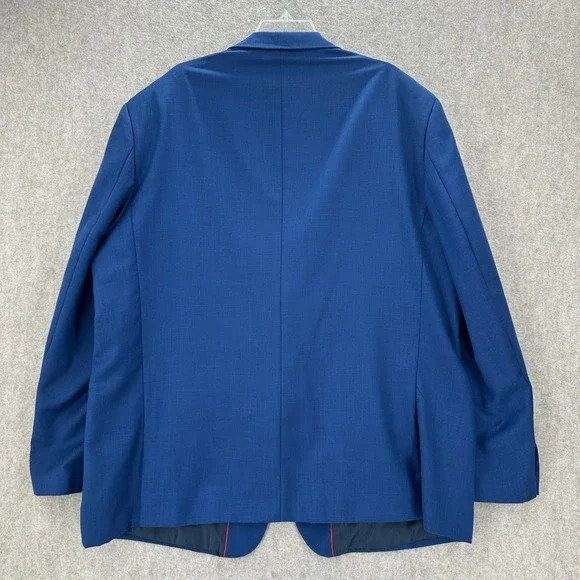 Falcone Mens Blue 2 Piece Suit Set Peak Lapel Blazer Jacket 52L Pants 40X28